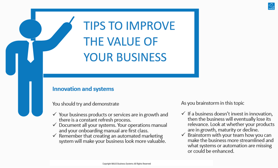 Innovation & System Tips to Improve the Value of Your Business!
